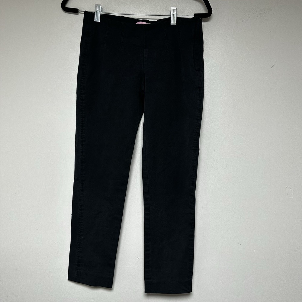 Lilly Pulitzer Pants Women 2 Black Excellent Slim Fit Side Zip Tapered Stretch